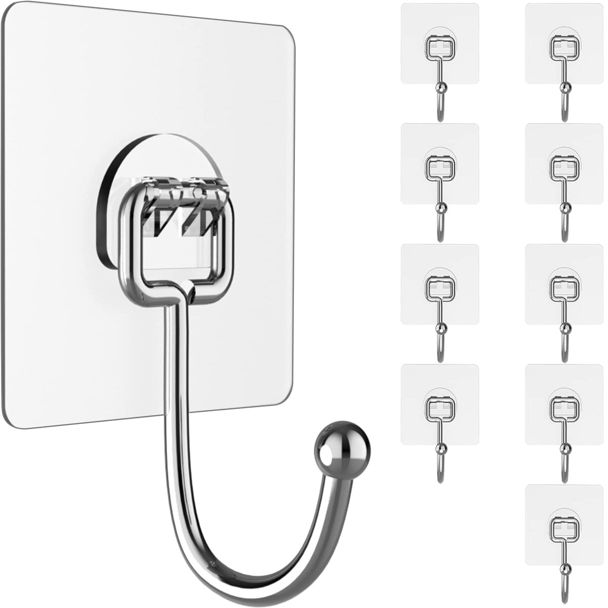 Wall Hangers without Nails Self-Adhesive Traceless Clear and Removable, Waterproof and Rustproof Multiple Uses for Bathroom