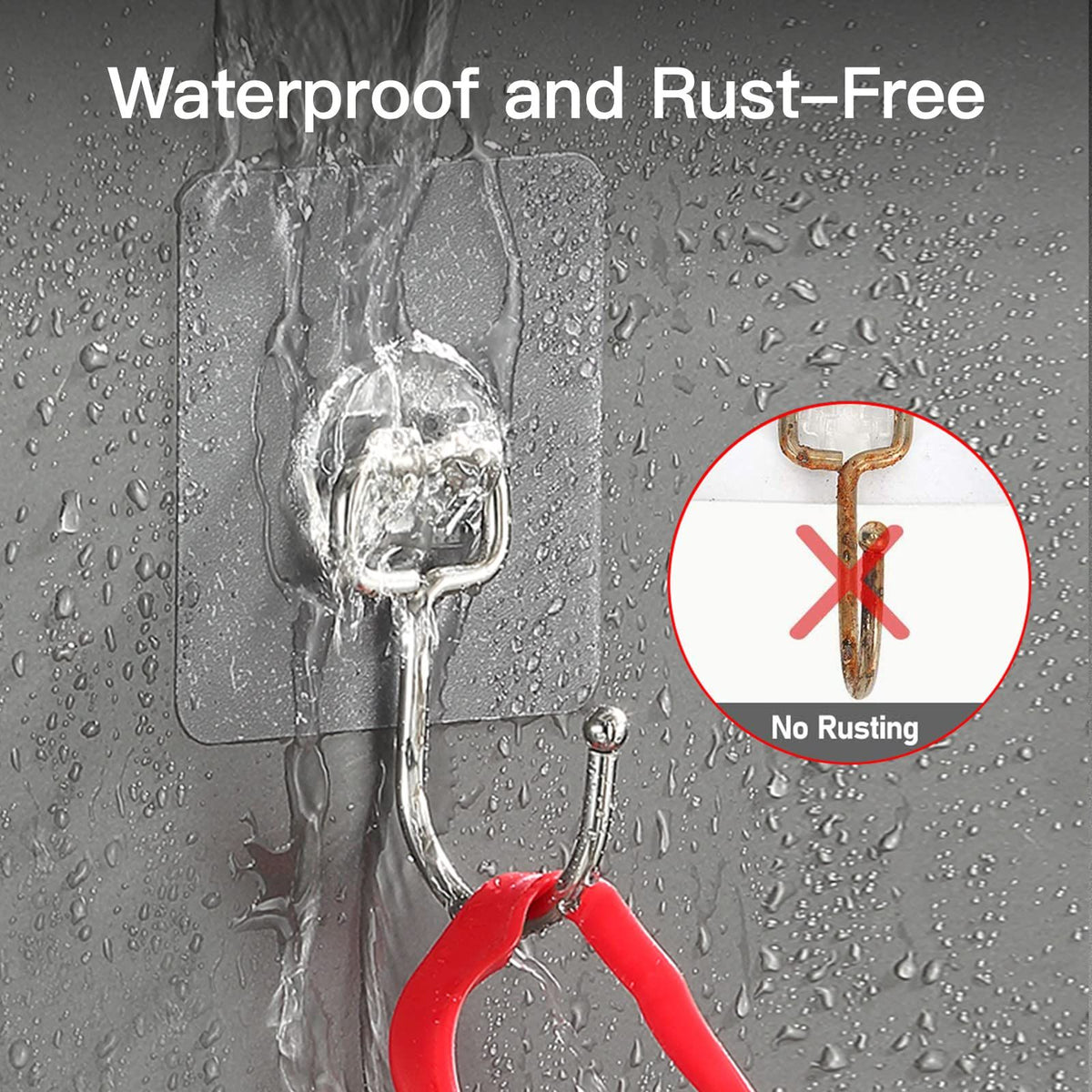 Wall Hangers without Nails Self-Adhesive Traceless Clear and Removable, Waterproof and Rustproof Multiple Uses for Bathroom