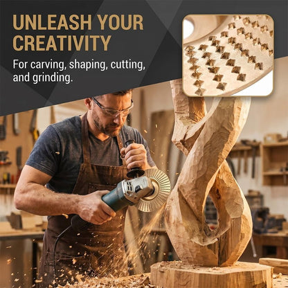 Tungsten Carbide Wheel,  Upgraded Angle Grinder Polishing Pad, Wood Grinding Disc for Angle Grinder, Wood Carving Disc Woodworking Attachment for Cutting, Shaping, Sanding