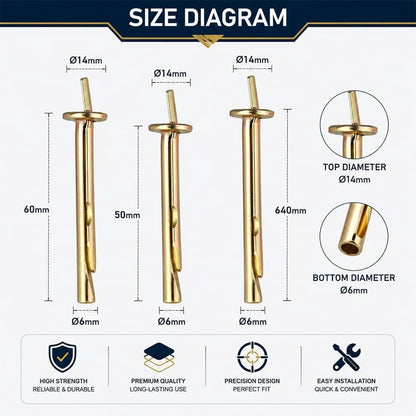 M6 Drive Anchors, 40-60mm Expansion Bolts, Zinc Plated Wall Anchors for Concrete, Brick, Block, Heavy Duty Wall Fasteners, Easy Install for Indoor & Outdoor Use