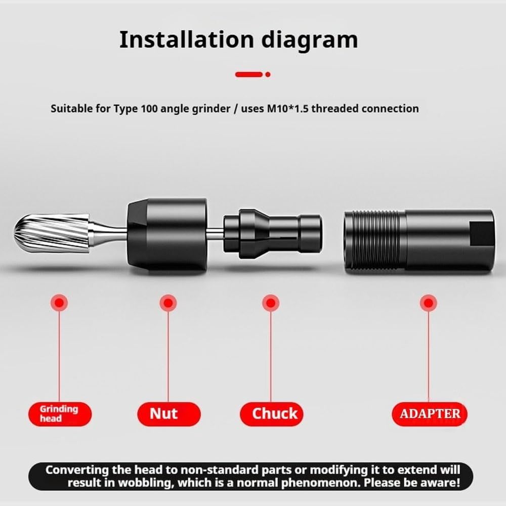 Adapter,  Angle Grinder Conversion Kit for Converting 100-Type Grinder to Straight Grinder, Drill Chuck Adapter Tool for 6mm and 3mm Bits