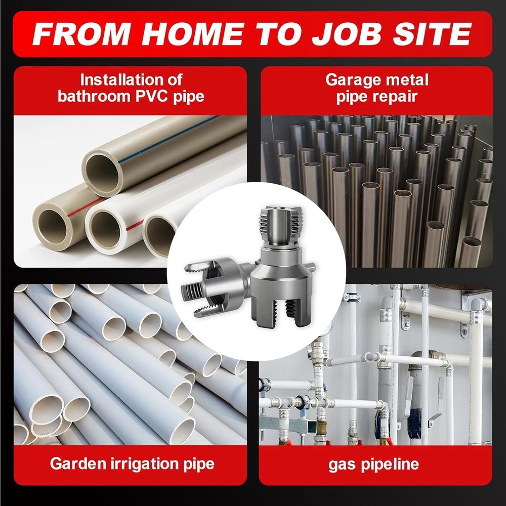Dual-Function PVC Pipe Thread Cutting Tool for 1/2" & 3/4", 2PCS Internal & External Alloy Steel Threader Kit for Water Pipes, Electric Drill Compatible