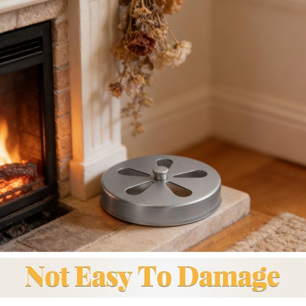Plated Silver Iron Stove Pipe Flue Hole Cover for Home Heating Systems with Adjustable Airflow Control
