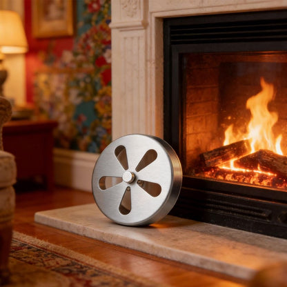 Plated Silver Iron Stove Pipe Flue Hole Cover for Home Heating Systems with Adjustable Airflow Control