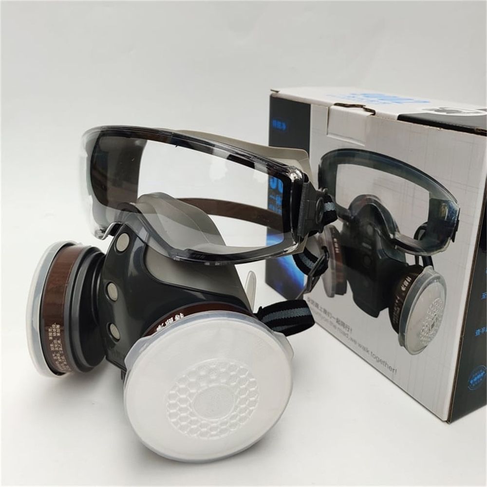 Full Face Respirator Mask with Wide View Lens for Painting Spraying Woodworking Chemical Protection Anti Fog Anti Toxic Safety Gear