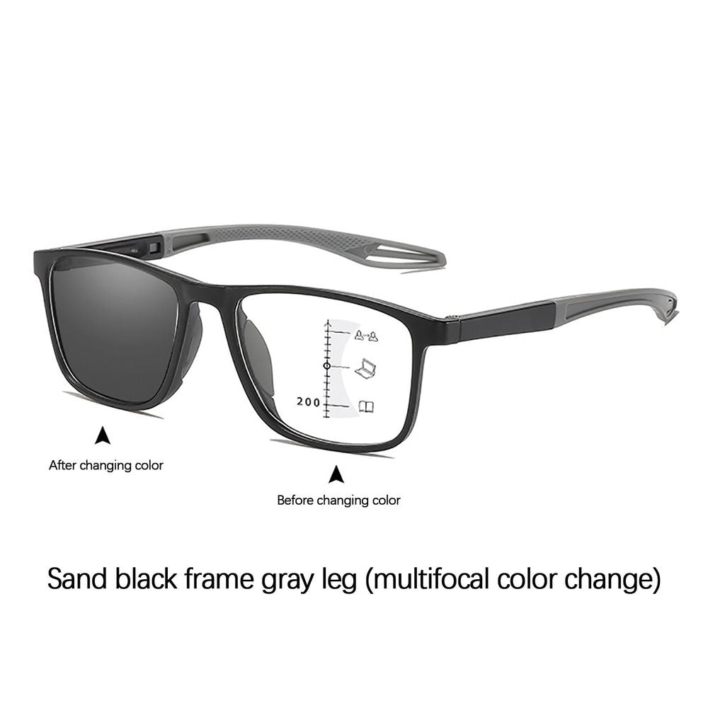 Sport Intelligent Photochromic Bifocal Reading Glasses Multi Focus Blue Light Blocking Presbyopia Glasses with Nose Pads for Men Women