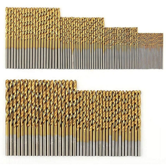 Titanium Coated Drill Bit Set, 120-Piece, High-Speed Steel  for Metal and Steel, Gold Finish