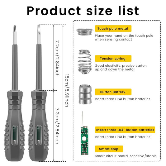 2Pcs 2 in 1 Voltage Tester Screwdriver Set Non Contact/Contact High Torque Electric Voltage Detector Pen Magnetic Slotted Cross Screwdriver Circuit Detector for Electrician