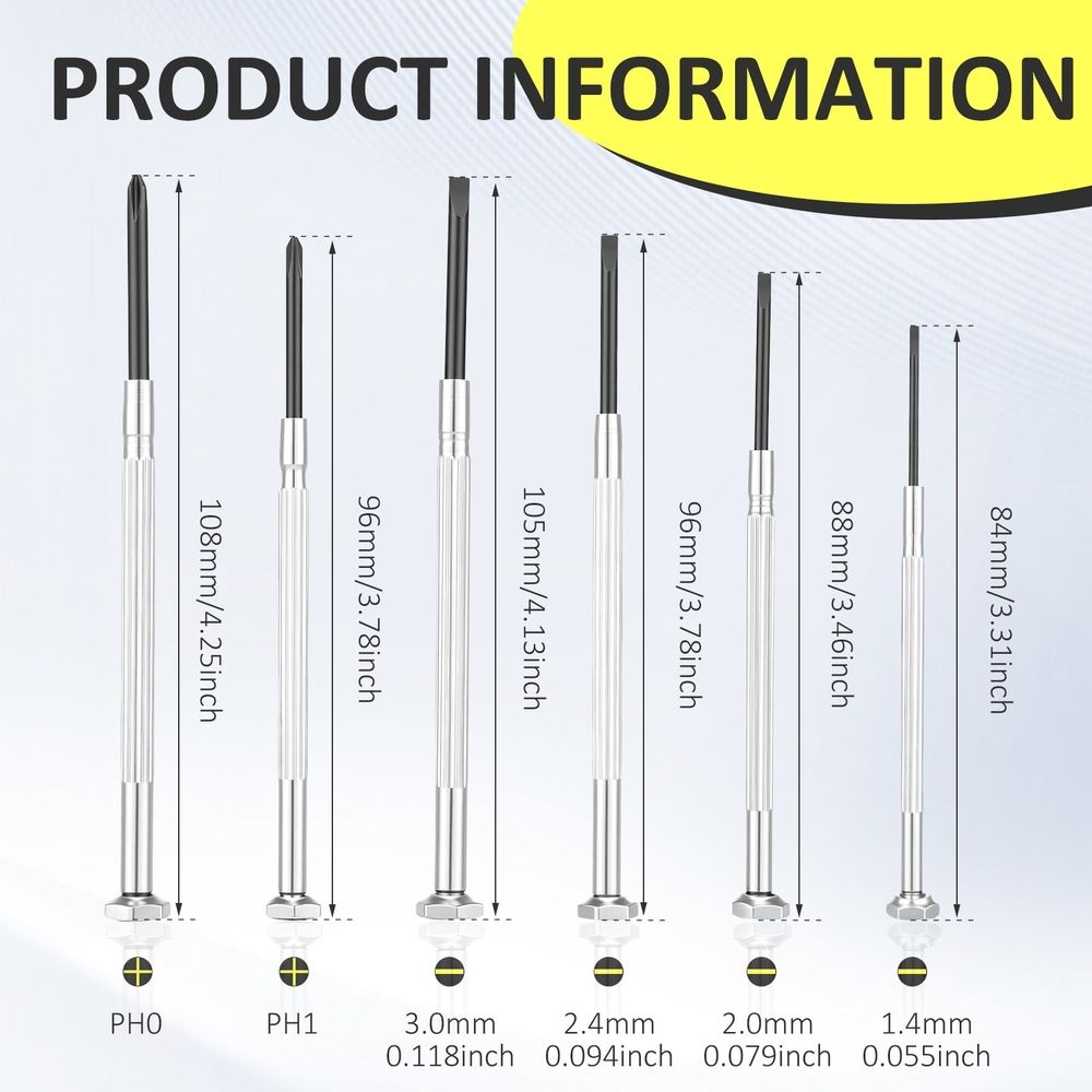 6Pcs Precision Screwdriver Set with Transparent Storage Box Palm Rotation Labor Saving Design for Phone Watch Tiny Electronic