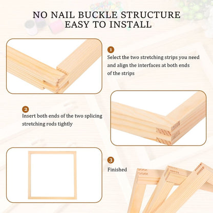 Needlepoint Stretcher Bars Tool Free Easy Assembly Comfortable to Touch and Safe Wood Stretcher Bar for Needlework for Crafts Art