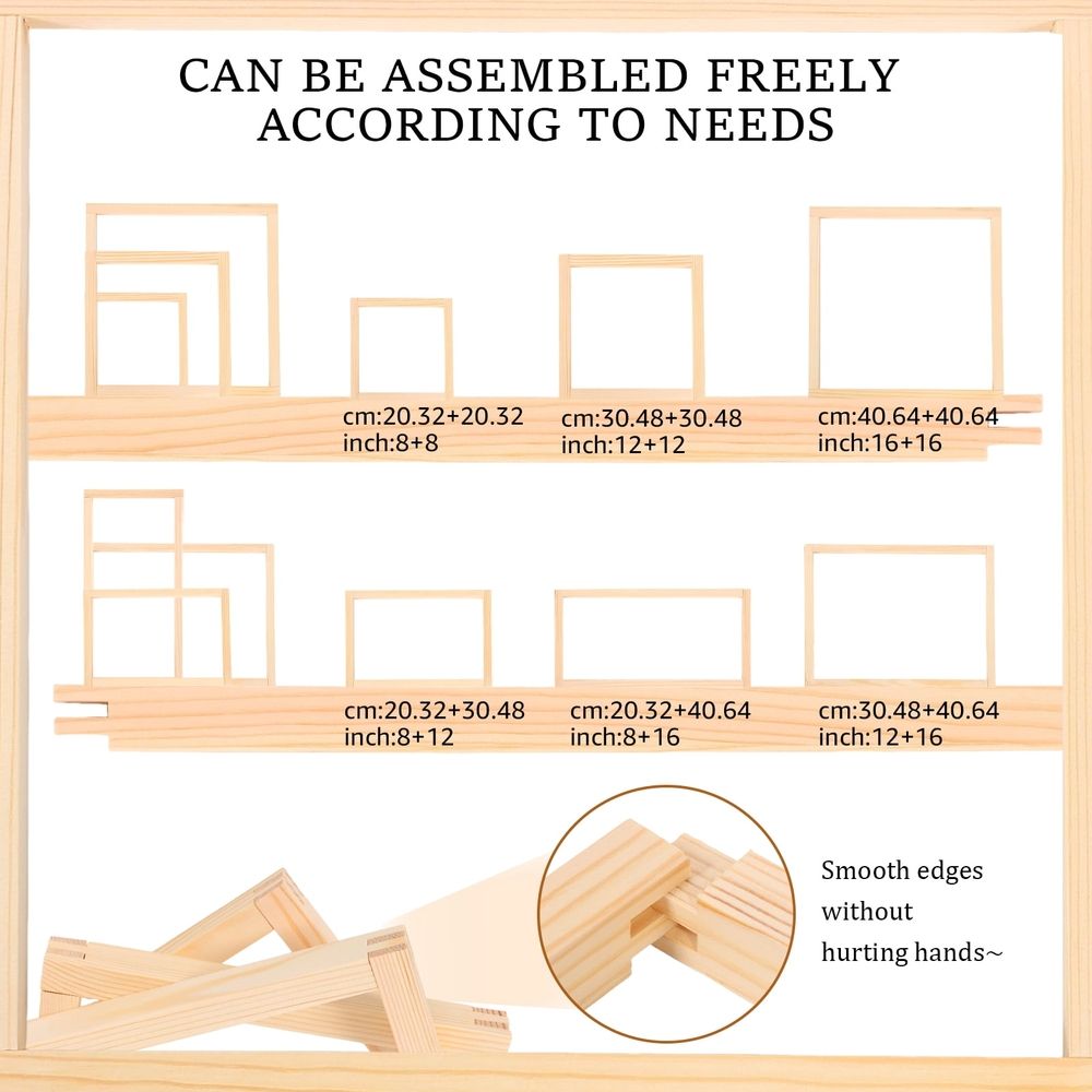 Needlepoint Stretcher Bars Tool Free Easy Assembly Comfortable to Touch and Safe Wood Stretcher Bar for Needlework for Crafts Art