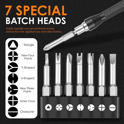 7Pcs Special Shaped Screwdriver Bit Set 1/4 inch Hex Shank CR V Steel Irregular Screwdriver U Shaped Y Type Triangular Bits for Home Repairs