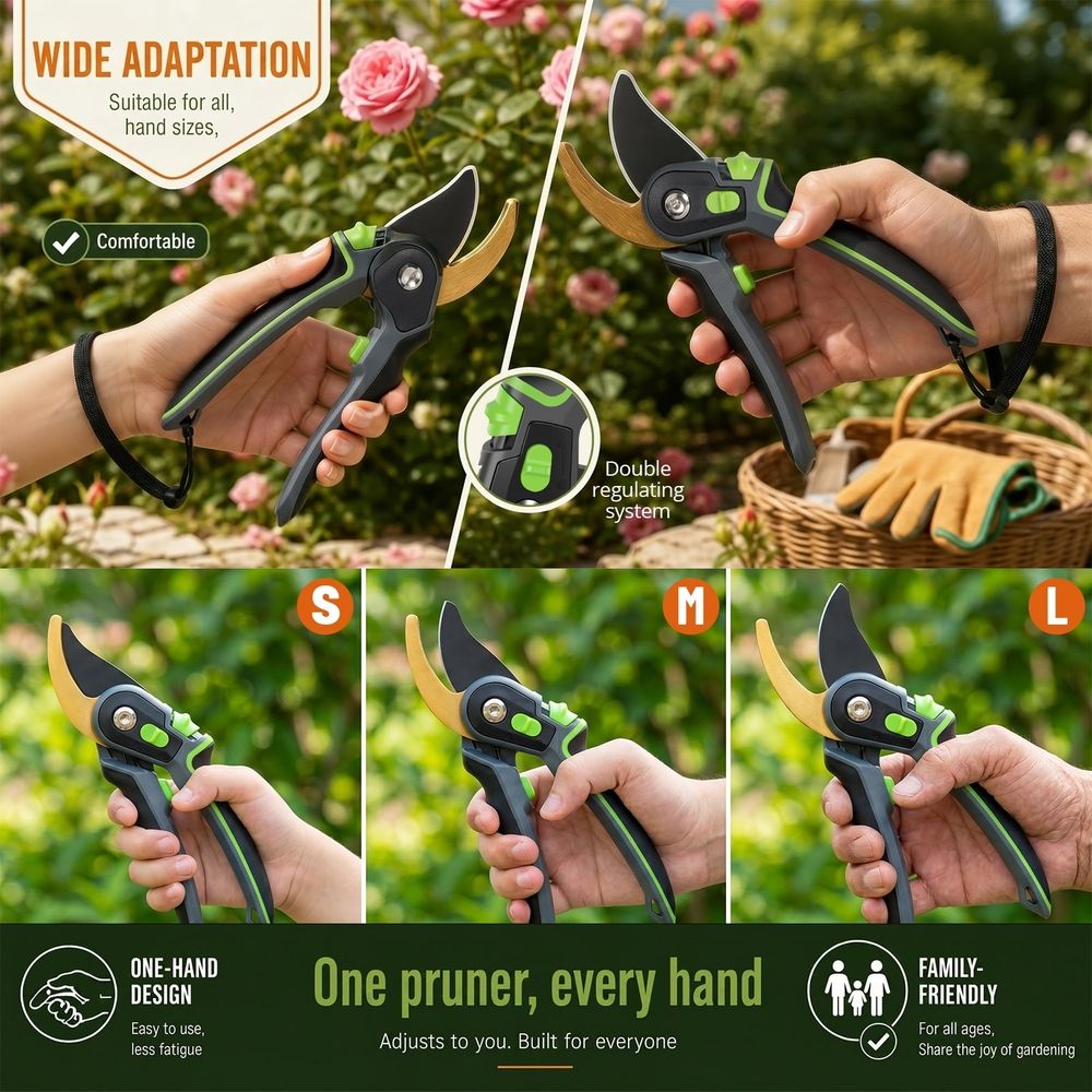 Pruning Shears, Professional Gardening Scissors with Safety Lock and SK5 Steel Blade Precise Gardening Clippers for 1 Inch Branch Shrub Rose