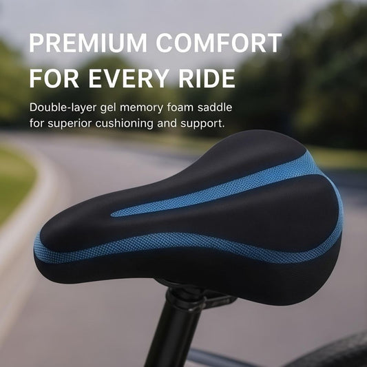 Dual-Layer Gel & Memory Foam Bike Seat Cover – Relieves Pressure Points, Absorbs Shock & Keeps You Comfortable on Long Rides – No More Saddle Soreness