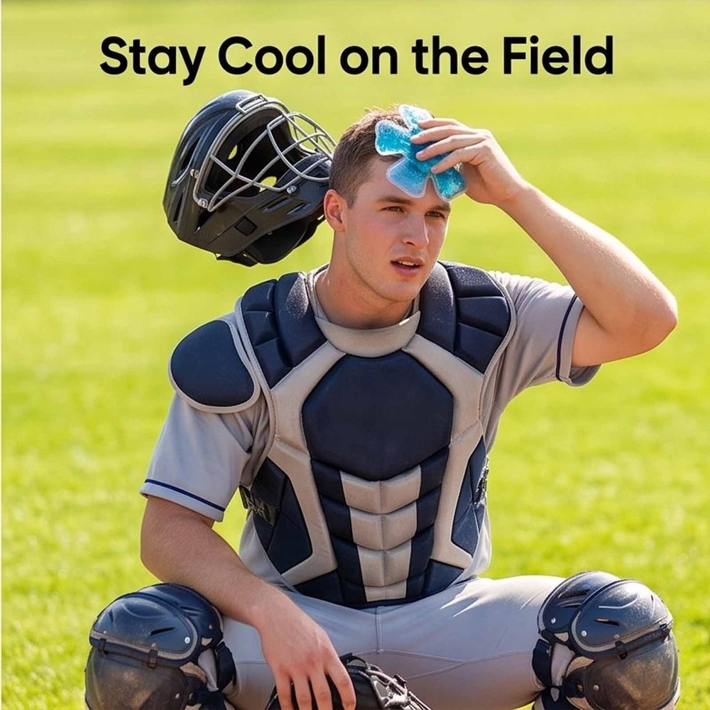 Cooling Gel Pack for Head, Gel Cooling Pack for Heat Relief 7.09 Inch Hard Hat Ice Liner Fits Catcher Helmets Sports Headwear Comfort Light Blue 4PCS