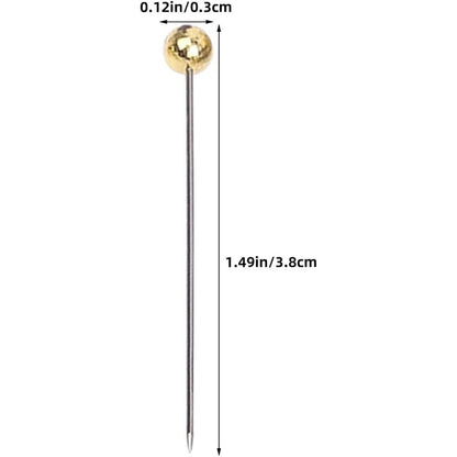 1000pcs Stainless Steel Straight Sewing Pins with Gold Ball Heads - Durable Dressmaking Pins for Tailoring and Crafting