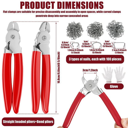 Straight Hog Ring Pliers, Dual Pliers Design, Added Hand Protection for Auto Upholstery And Pet Cage Fence Maintenance