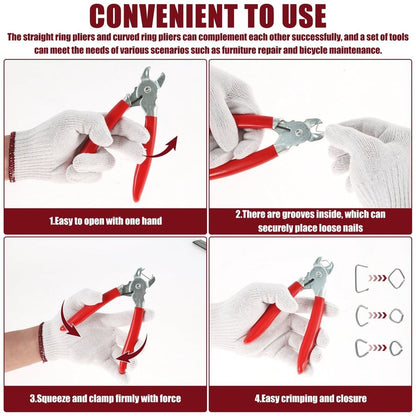 Straight Hog Ring Pliers, Dual Pliers Design, Added Hand Protection for Auto Upholstery And Pet Cage Fence Maintenance