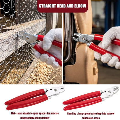 Straight Hog Ring Pliers, Dual Pliers Design, Added Hand Protection for Auto Upholstery And Pet Cage Fence Maintenance