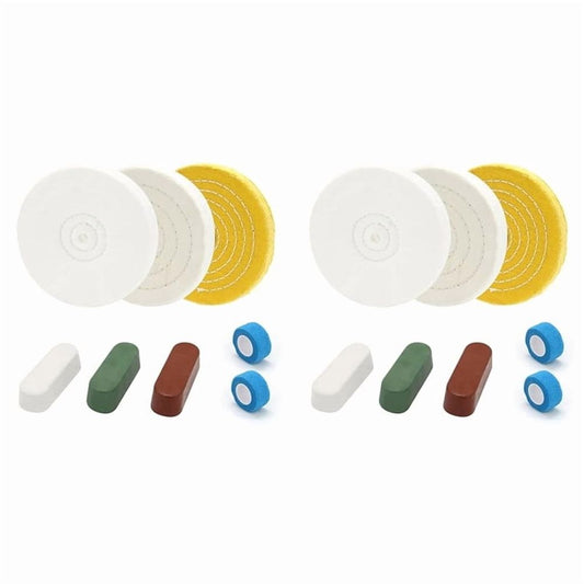 2 Set 6inch Buffing Polishing Wheels,for Bench Grinder,with Buffing Polishing Cutting Compounds,with Non-Woven Bandage