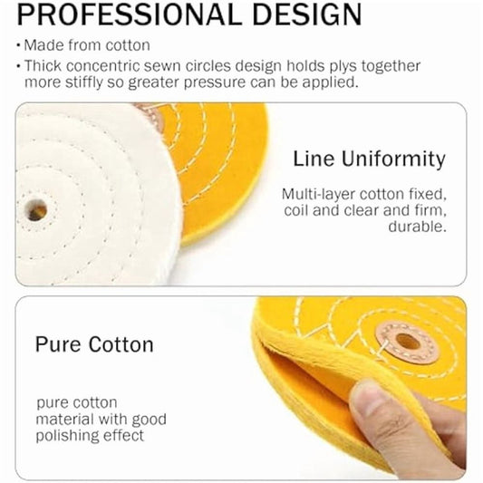 2 Set 6inch Buffing Polishing Wheels,for Bench Grinder,with Buffing Polishing Cutting Compounds,with Non-Woven Bandage