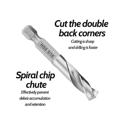 1/4 Hex Shank Drill Bit Set 5PCS Stubby for Metal M2 Short Length Steel Quick Change Chuck