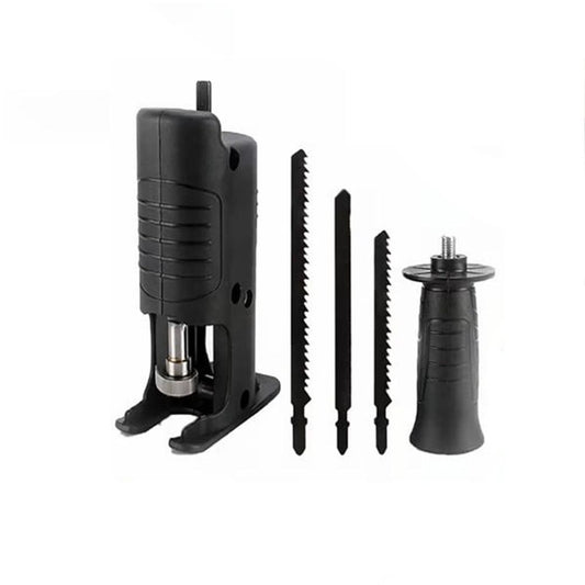 Reciprocating Saw Attachment | Drill to Saw Converter Tool with 3 Blades | Portable Cutting Tool for Wood, Plastic & Metal | 7mm Chuck Adapter