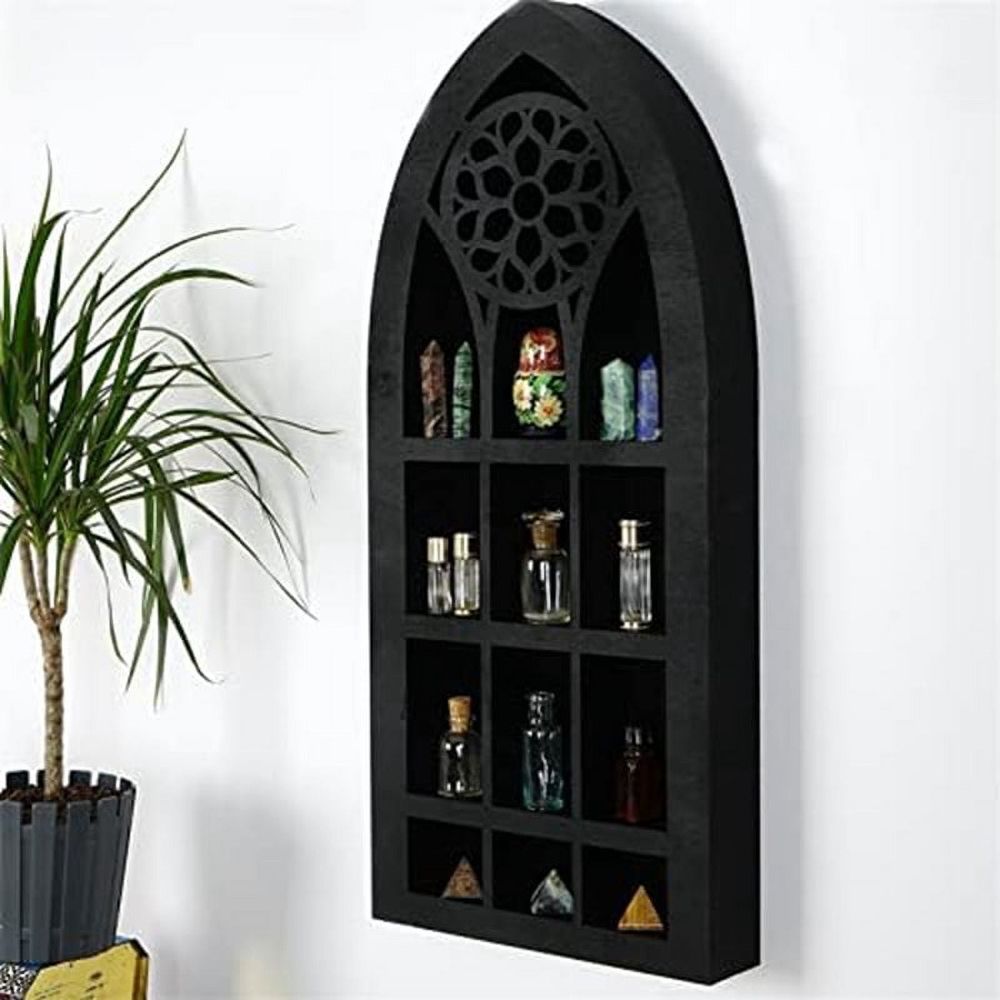 15.75"x7.87" Black Gothic Boho Floating Shelves