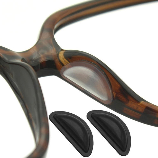Silicone Glasses Nose Pads,Self-Adhesive Anti- Nose Grips with Air Bag Design,Soft 3mm Elevated Cushions for Sunglasses Reading Glasses,Black 0.6x0.4in 2 Pcs
