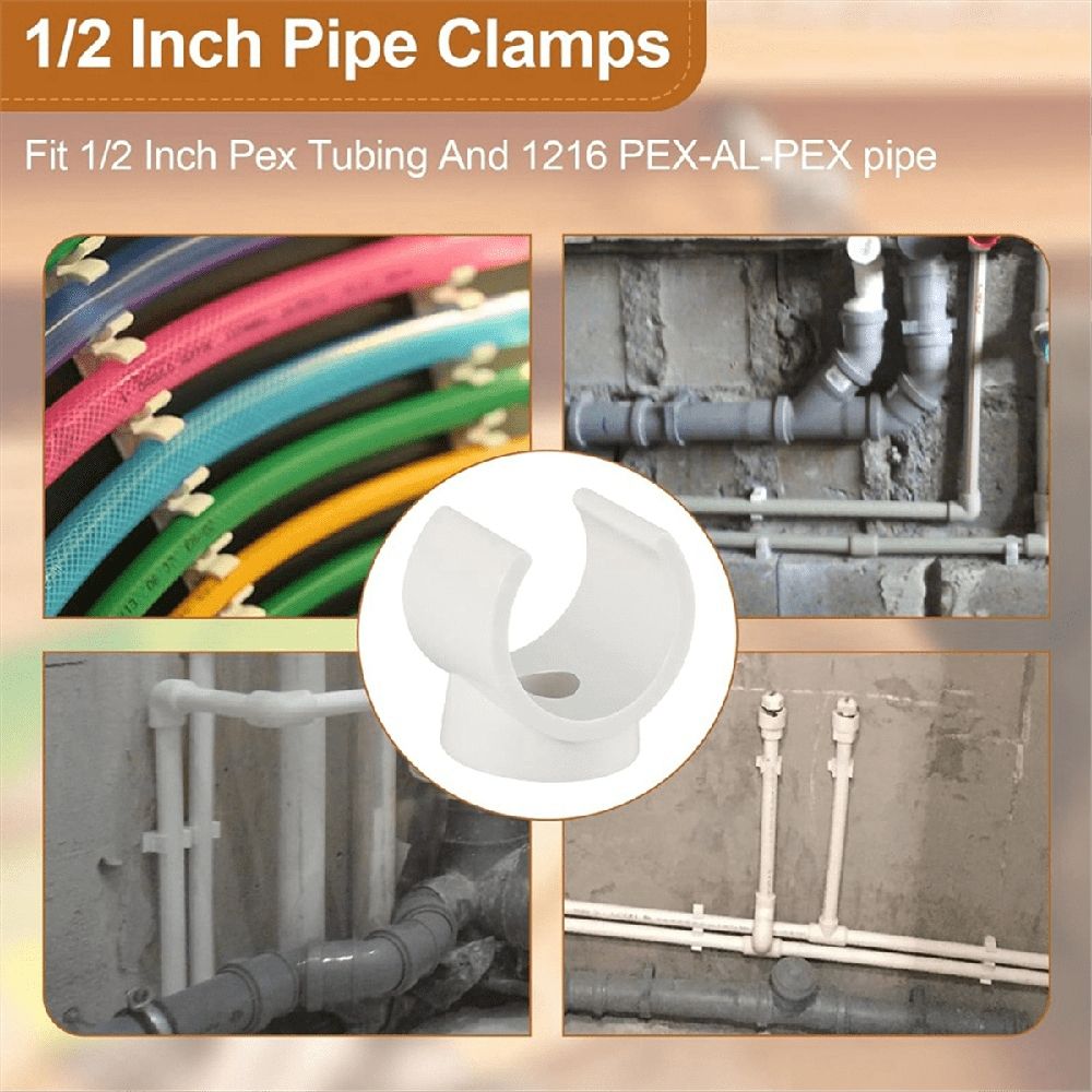 PEX Clips Pipe Clamp, 50Pcs 3/4 Inch Clamp for PVC Water Pipes and Tubing Hoses, Plastic U-Shaped Tools