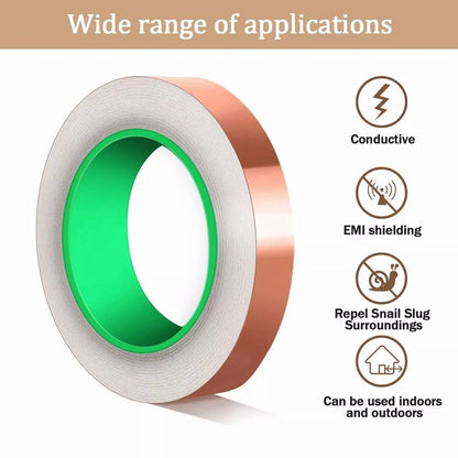 Copper Foil Tape with Conductive Adhesive - EMI Shielding for Guitars, Stained Glass Making, Electrical Repairs & DIY Electronics (Paper Circuits, Soldering)