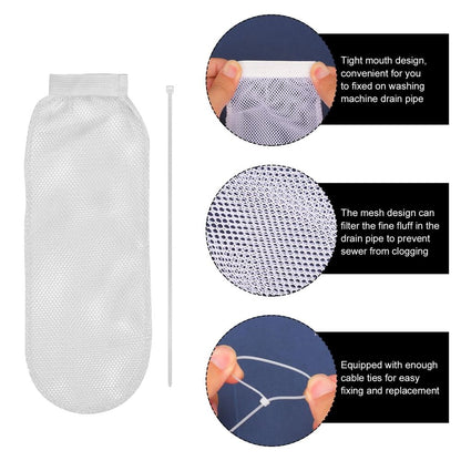 8Pcs Lint Trap for Washing Machine with 24Pcs Cable Ties, Easy and Effective Lint Filtration (White)