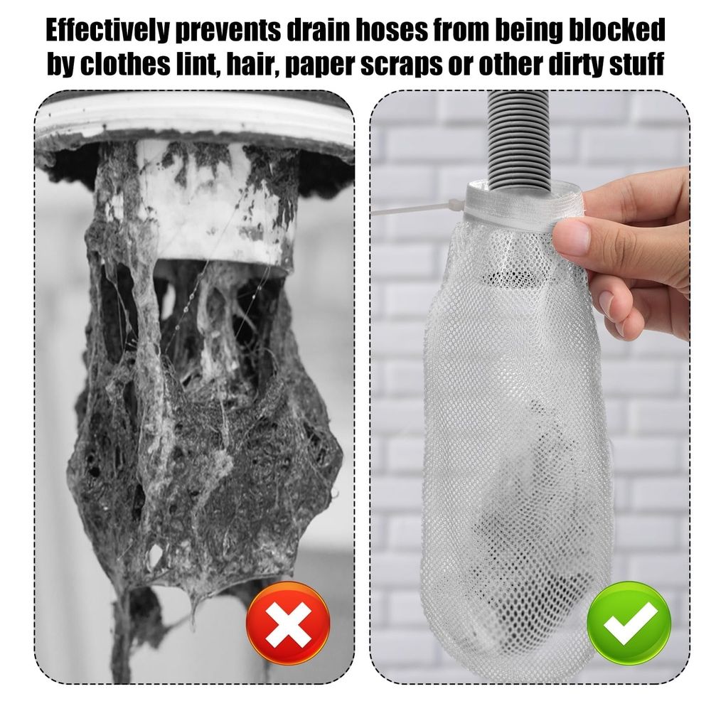8Pcs Lint Trap for Washing Machine with 24Pcs Cable Ties, Easy and Effective Lint Filtration (White)