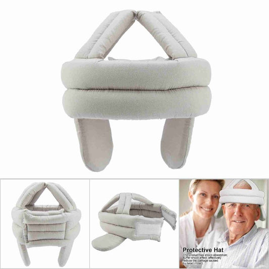 Protective Hat Elder Head Cap Safety Helmet Old Man Ear Protection Fall prevention (Gray)