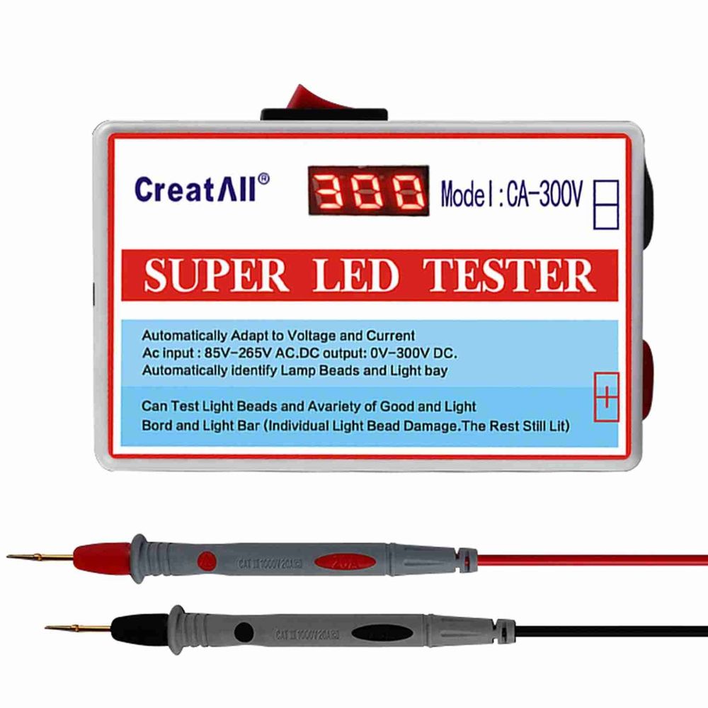 CA-300V Portable LED Lamp Beads Light Bar TV Backlight Tester LED Strips Beads Lamp Board Test Tool Capacitance Diode Voltage Testing with Switch