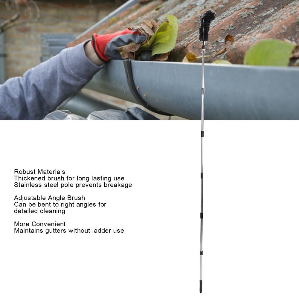 Rain Gutter Cleaning Tool Rain Gutter Cleaning Tool, Adjustable Gutter Cleaning Tool From Ground with Rotating Mirror for Outdoor Cleanup