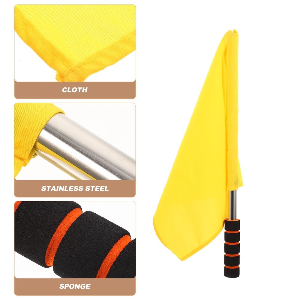 2pcs Yellow Referee Flags Soccer Race Railway Safety Signaling Portable Design