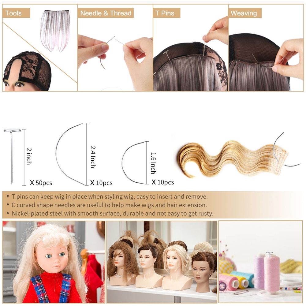 20 C Curved Needles Weaving Needles for Hair White Steel Indoor Use