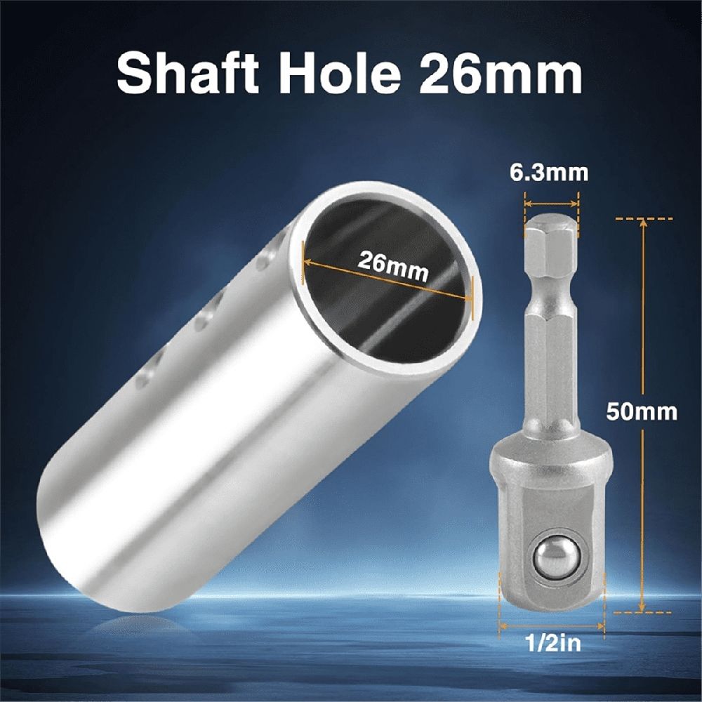 Stainless Steel Trailer Jack Electric Drill Adapter with 2pc 12inch Socket Adapter Bit Compatible with Jack Drive Shaft
