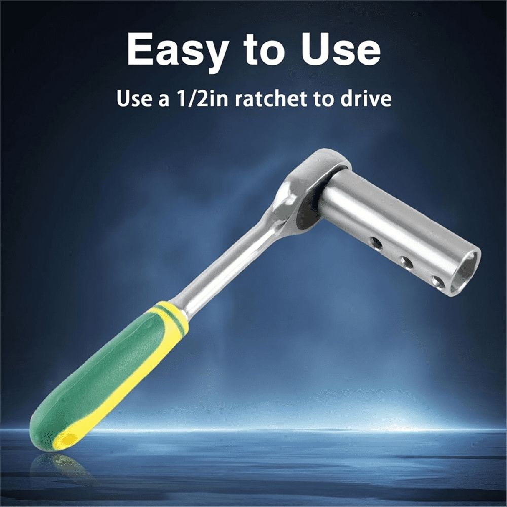 Stainless Steel Trailer Jack Electric Drill Adapter with 2pc 12inch Socket Adapter Bit Compatible with Jack Drive Shaft