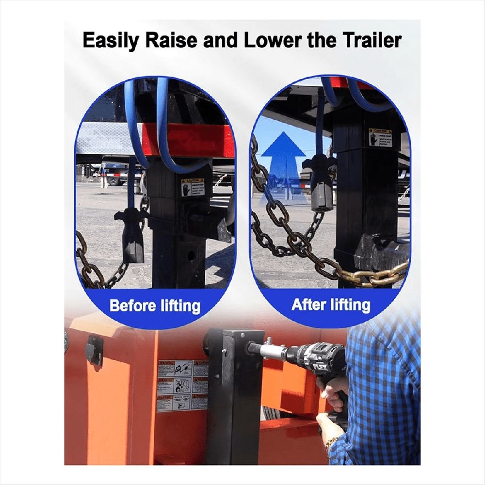 Stainless Steel Trailer Jack Electric Drill Adapter with 2pc 12inch Socket Adapter Bit Compatible with Jack Drive Shaft