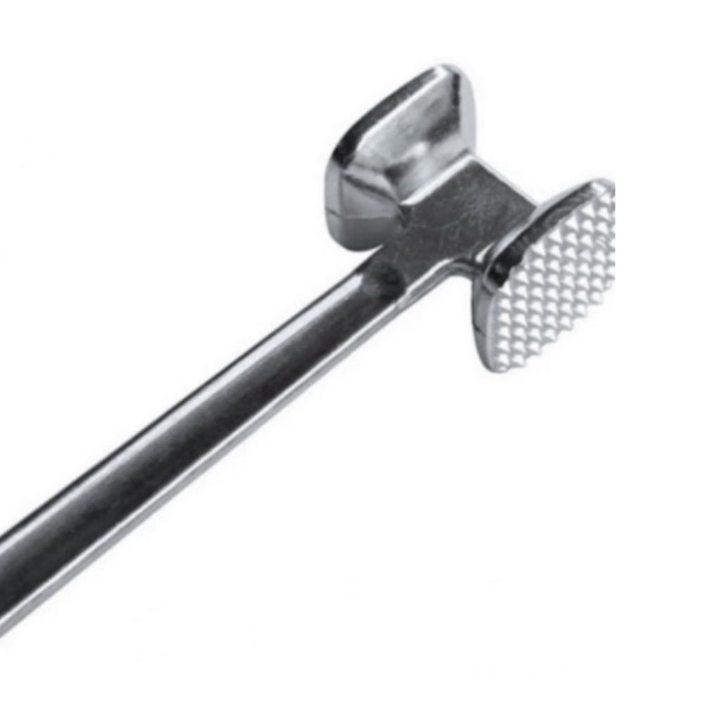 Meat Tenderiser Hammer in Plated Silver for Kitchen with Hanging Ring Handle