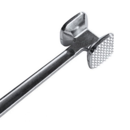 Meat Tenderiser Hammer in Plated Silver for Kitchen with Hanging Ring Handle