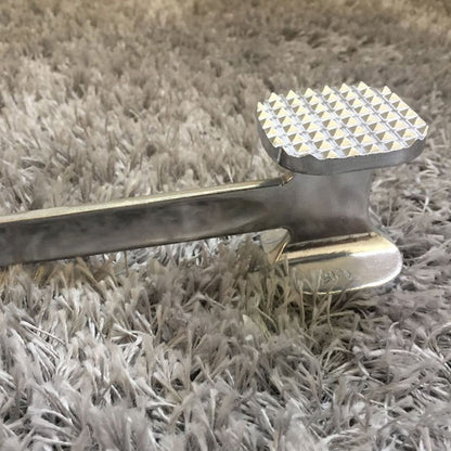 Meat Tenderiser Hammer in Plated Silver for Kitchen with Hanging Ring Handle