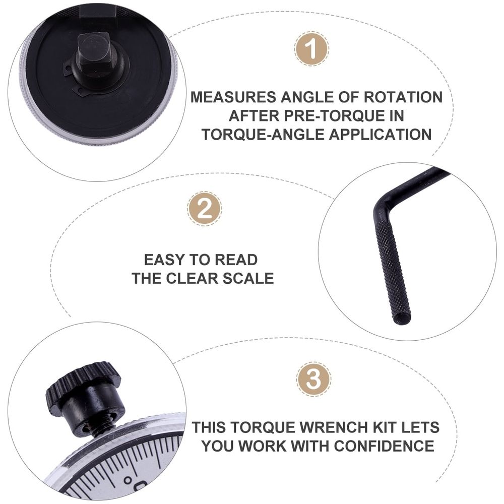 Adjustable Torque Wrench with Precast Angle Gauge Black for Repair Use
