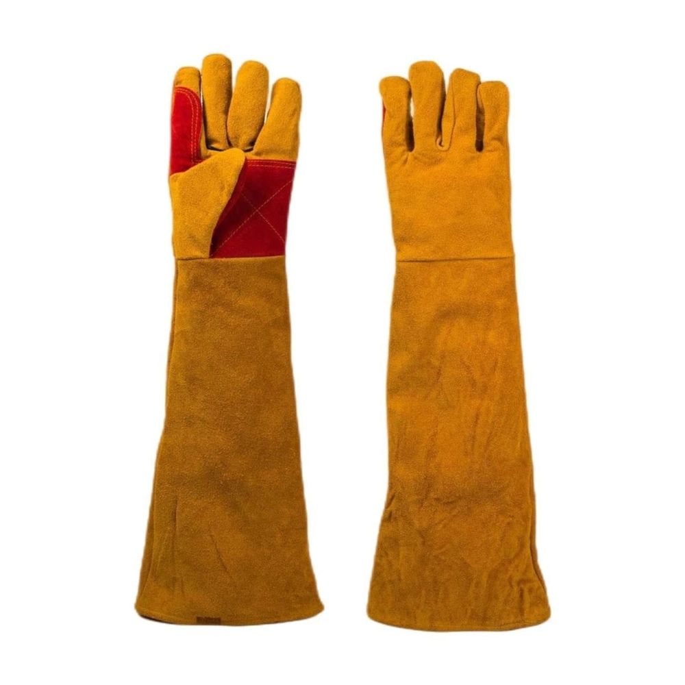 Long Sleeves Leather Welding Gloves Heat and Wear Hand Protectors Fire Boot Tools Gifts,Barbecue Stove Fire Gloves, Puncture Resistant Gloves for Garden and Animal Handling for Welders