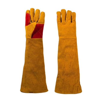 Long Sleeves Leather Welding Gloves Heat and Wear Hand Protectors Fire Boot Tools Gifts,Barbecue Stove Fire Gloves, Puncture Resistant Gloves for Garden and Animal Handling for Welders