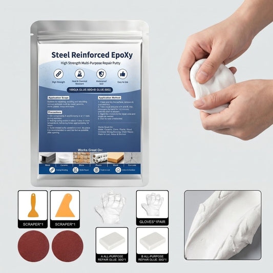 Steel Reinforced High Strength Epoxy Repair Putty, Waterproof Moldable Repair Clay for Metal, Wood, Plastic, Ceramic & Glass, Fix Cracks and Holes Household Repair, 1 Pack