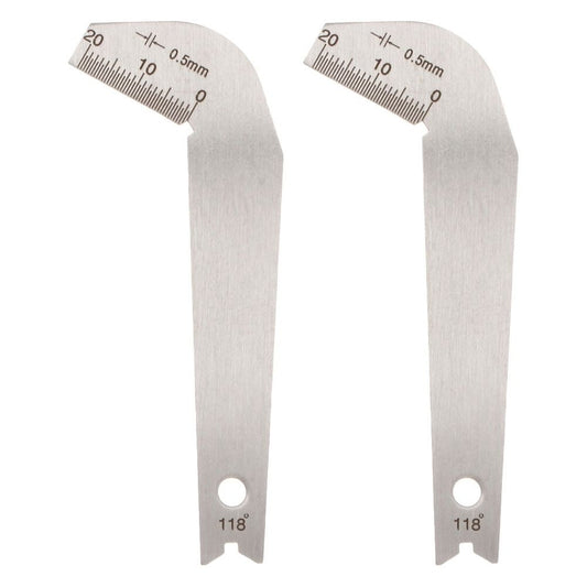 2Pcs Stainless Steel Drill Bit Gauge 118 Degree Angle Measuring Tool for Precision