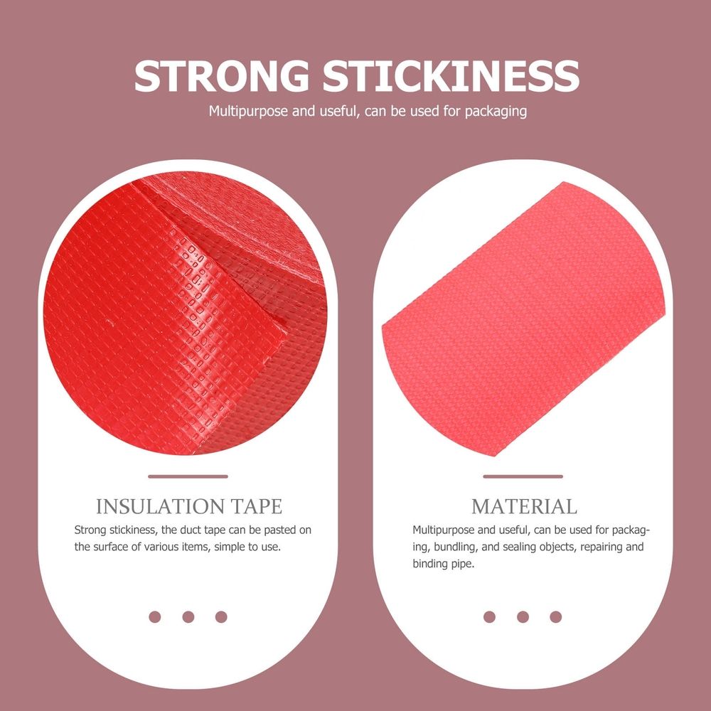1 Roll Adhesive Red Duct Tape Fabric Waterproof Indoor Outdoor Use